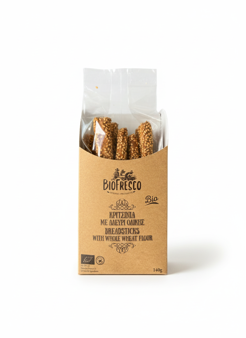 Βιοφρέσκο βιολογικά κριτσίνια ολικής άλεσης 150 γρ.